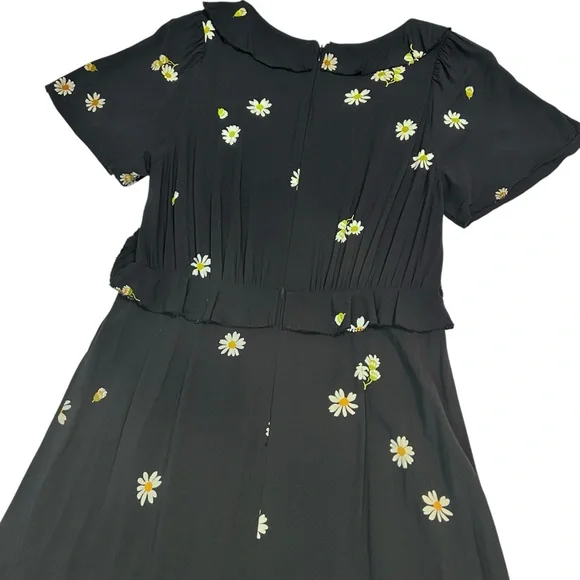 Madewell Daisy Floral Tiered Maxi Dress Black Ruffle Raw Edge Size 4 - Picture 6 of 9